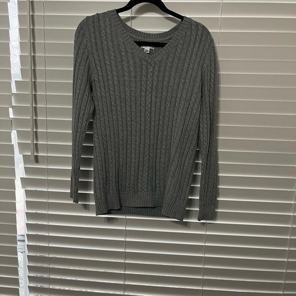 Women's Gray V-Neck Sweater